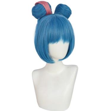 Imagem de Peruca de cosplay, fantasia de anime Jinxs, festa de Halloween, 20 cm 