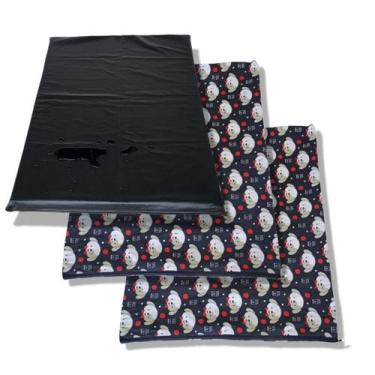Imagem de colchão pra cachorro GG 70cm x 1m colchonete pet impermeável +2 capas 
