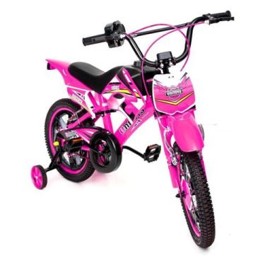 Imagem de Bike Moto Cross Rosa Aro 16 UniToys