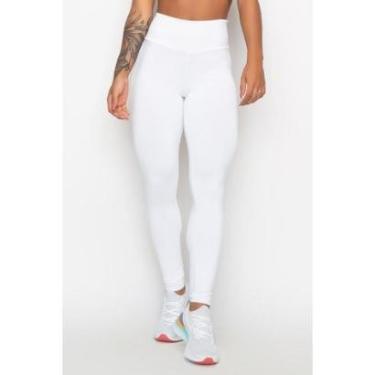 Imagem de Calça Legging Branca Feminina Lisa Fitness Suplex Enfermagem Academia WOLFOX-Feminino