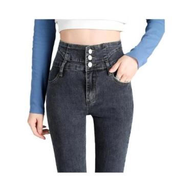 Imagem de Calças Jeans Skinny De Cintura Alta Para Mulheres, Estilo Vintage, Cal