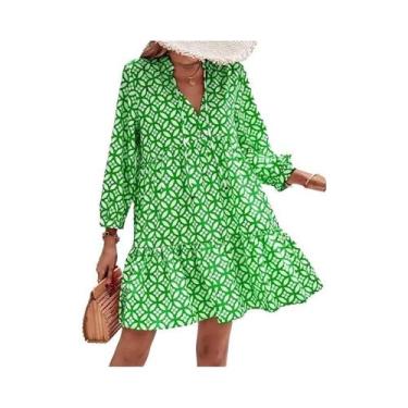 Imagem de Vestido De Verão Elegante Com Estampa E Decote Em V, Estilo Praia Sexy