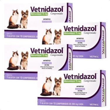 Imagem de Kit 4 Antiparasitário Para Cães Vetnidazol 75mg Vetnil 10 Comprimidos