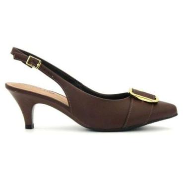 Imagem de Scarpin Beira Rio Slingback Fivela - Feminino - Marrom - 36, Marrom, 3