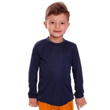 Imagem de Camiseta Infantil Menino Proteção UV Térmica Solar Manga Longa Camisa Esporte-Masculino