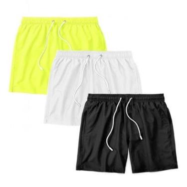 Imagem de Kit 3 Shorts Bermuda Masculino Tactel Liso Praia Academia-Masculino