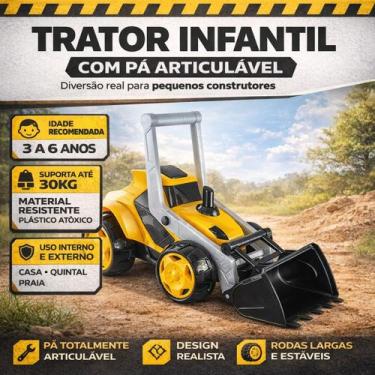 Imagem de BS Toys Trator Amarelo com Pá Articulável Ref. 193 Design Realista e F