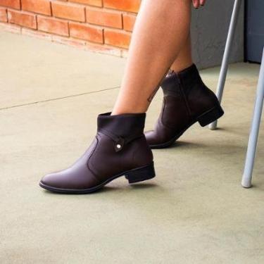 Imagem de Bota Casual Feminina Moderna Dia A Dia Confortável Zíper Lateral Cano Curto Salto Baixo...
