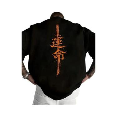 Imagem de Camiseta Masculina De Algodão Com Manga Curta, Estampa De Espada Samur