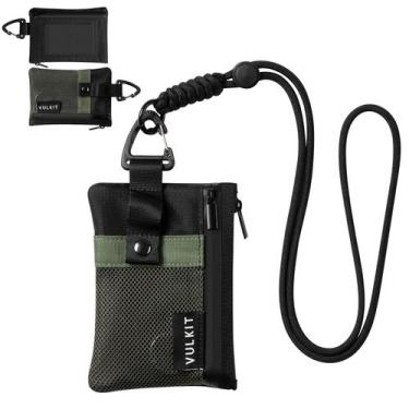 Imagem de Carteira VULKIT RFID, chaveiro com zíper pequeno, verde militar