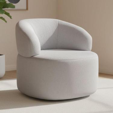 Imagem de Poltrona Giratória Orgânica Para Sala de Estar Living Helena L02 Linho