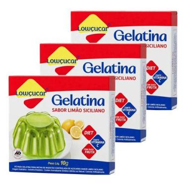 Imagem de Kit 3 Gelatina Zero Açúcar Limão Siciliano 10g Lowçucar