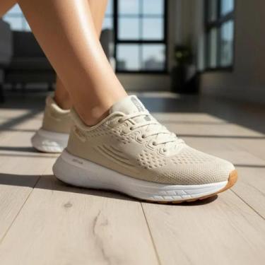 Imagem de Tênis Feminino Esportivo Actvitta Corrida Antiderrapante, Branco off, 