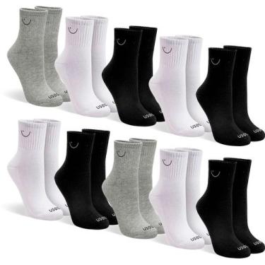 Imagem de Kit Com 10 Pares de Meias Cano Médio Algodão Confortável Usee Brasil, 