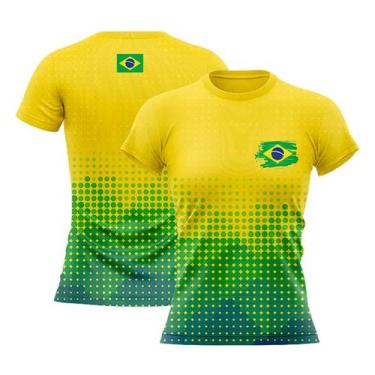 Imagem de Camiseta Feminina Brasil Especial da Copa Camisa Manga Curta Amarela B