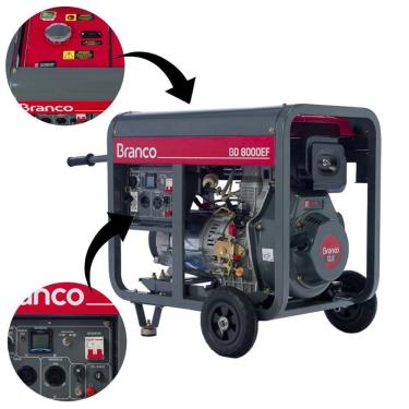 Imagem de Gerador Diesel 7,5KVA Branco BD8000EF Part Elétrica 110V/220V Mono