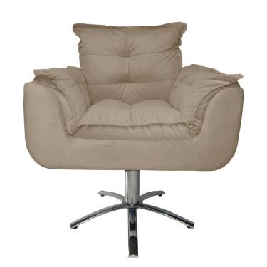 Imagem de Jogo 2 Poltronas Estofada Consultório Base Giratória de Metal Opala Suede Cappuccino - LM DECOR
