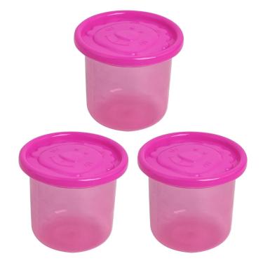 Imagem de Conjunto de Potes Container Pequeno LP House Colors Linha Dindo Rosa 3 Unidades 200ml