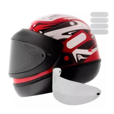 Imagem de Capacete Masculino San Marino Vermelho Mais Viseira Fumê E Adesivo, 62