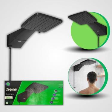 Imagem de Chuveiro Ducha Eletrônica Quadratta Black 220v 7700w Zagonel