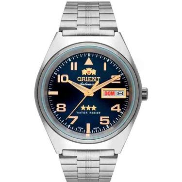 Imagem de Relogio Orient Automatico Masculino 3 estrelas aço inox mostrador azul