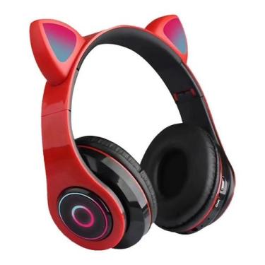 Imagem de Headphone Bluetooth Orelha de Gato Vermelho DW-B39 - Exbom