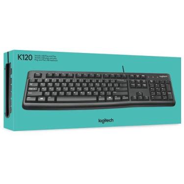 Imagem de Teclado Logitech K120 Com Fio Usb Preto Abnt2 920-004423