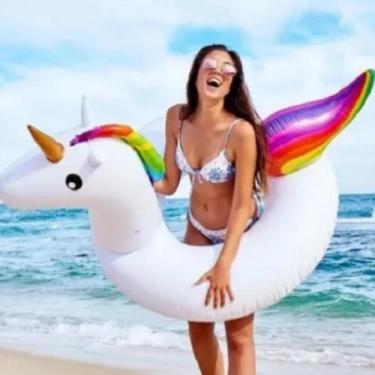 Imagem de Boia Inflavel Unicornio Gigante 120cm Acessório Divertido Adulto Para 