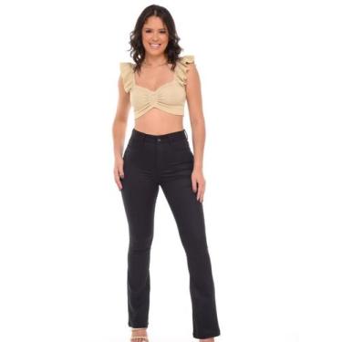 Imagem de Calça Feminina Jeans Lycra Flare Basica Preto - RAZON JEANS, 46, Preto
