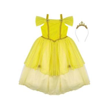 Imagem de Fantasia Temática Bela Tiara Infantil Movelin, Amarelo, 1