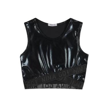 Imagem de Top Malha Foil Preto Nina Go, 16, Preto