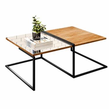 Imagem de Mesa de Centro para Sala Madeira e Metal Estilo Industrial Aurora - Éd