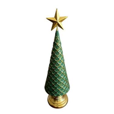 Imagem de Árvore decorativa de natal com estrela - relevo - metal - TOK DA CASA,