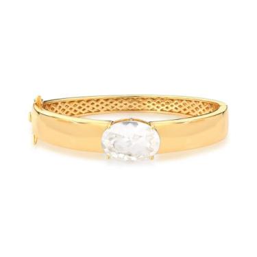 Imagem de Bracelete liso cristal oval incolor banhado a ouro - Mezzare