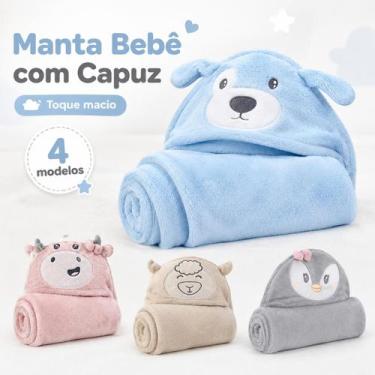 Imagem de Manta Bebê Com Capuz Bichinho Pimpolho 75x100cm Toque Macio Enxoval In