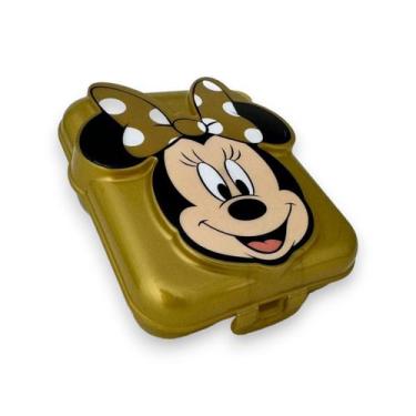 Imagem de Sanduicheira Infantil Minnie Mouse 3D Dourada Escola Relevo - Plasútil