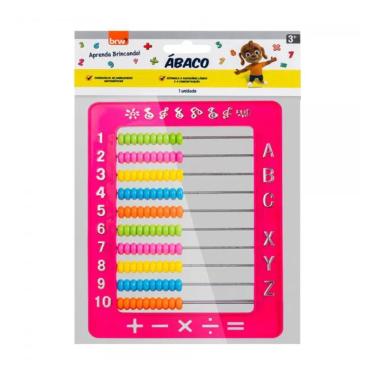 Imagem de Ábaco BRW Educativo Plástico Atóxico 10 Hastes 100 Bolinhas 13X18CM Infantil 1 Unidade Rosa