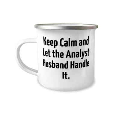 Imagem de Caneca de acampamento Fun Husband 355 ml, Keep Calm and Let the Analyst Husband Handle It, presentes para marido, presente da esposa, para marido