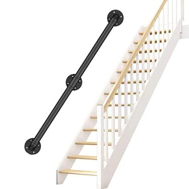 Imagem de Pkfinrd Corrimãos para escadas internas de corrimãos de escada de metal antiderrapante barras de apoio de trilho industrial de aço galvanizado (tamanho : 550 cm))
