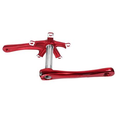 Imagem de Conjunto de braço de manivela de bicicleta, suporte inferior oco pedaleira anti-oxidação de alta resistência 130mm BCD para bicicleta dobrável(vermelho)