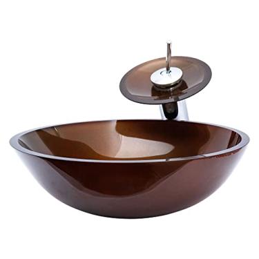 Imagem de Cuba Redonda 35cm + Torneira Cascata + Valvula - Kit Marrom