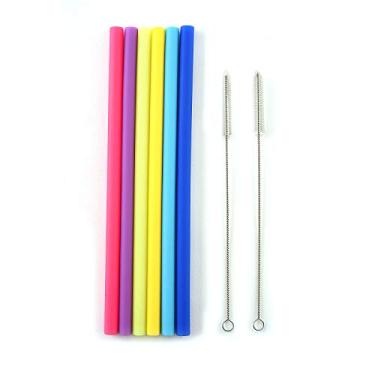 Imagem de Norpro 474 canudos de silicone jumbo reutilizáveis com 2 escovas de limpeza