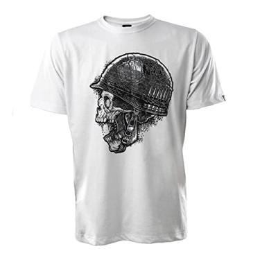 Imagem de Camiseta Militar Arrest Skull Helmet - Branca Cor:Branco;Tamanho:XG