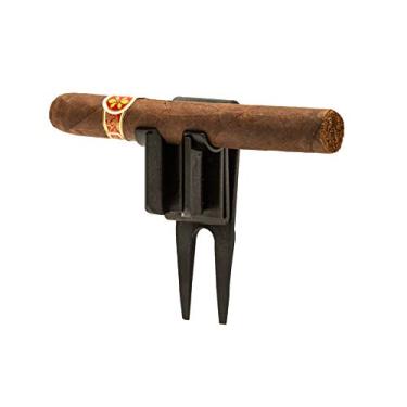 Imagem de GolfJOC Acessório de golfe 4 em 1 da patente dos EUA – suporte de charutos, clipe de charuto, ferramenta de divot, suporte de clube e putter, preto, 20 x 11,4 x 5 cm