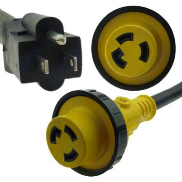 Imagem de NU-SET Adaptador para RV Dogbone 15 Amp macho para conector de bloqueio fêmea de 30 Amp, 15M30L