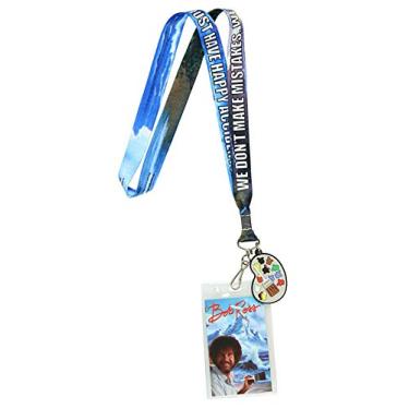 Imagem de Cordão Bob Ross Happy Accidents com pingente de pintura e suporte de identificação