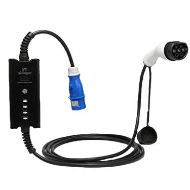 Imagem de Carregador portátil EV nível 2 – Carregador inteligente de até 32A para veículos elétricos, funciona com saídas de 220 – 240 V, carrega EVs mais rápido, preto, 5 m