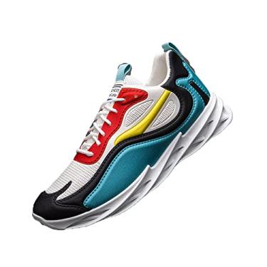 Imagem de Jueshanzj Sapatos casuais masculinos de corrida de solteiro sapatos esportivos masculinos de baixo nível respirável verde 43