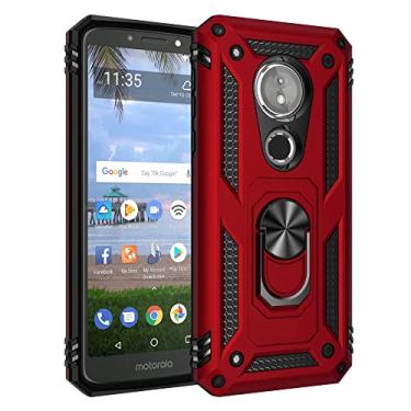 Imagem de Capa ultrafina para Motorola Moto E5, para Moto G6 Play Capa para celular com suporte magnético, capa traseira do telefone de proteção à prova de choque resistente (cor: vermelho)