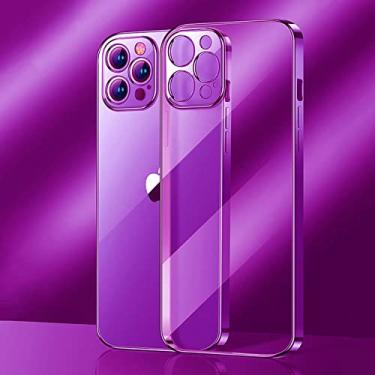 Imagem de Capa de telefone quadrada transparente para iphone 13 14 11 12 pro xs max mini x xr 7 8 plus se 2020 2022 capa macia tpu, sakura roxo, para iphone13 pro max